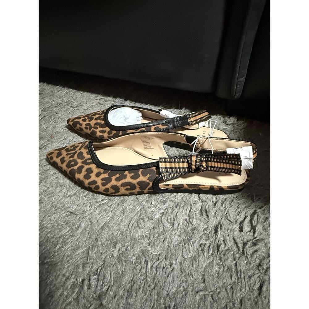 A New Day Shoes Lot Sz 8 Leopard Slingback Flats & Woven Block Heel Mules NWT - Picture 11 of 12